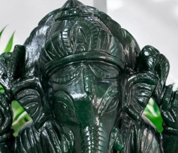 天然翡翠石ガネーシャ神像 幸運のお守り＆ヴァーストゥホーム