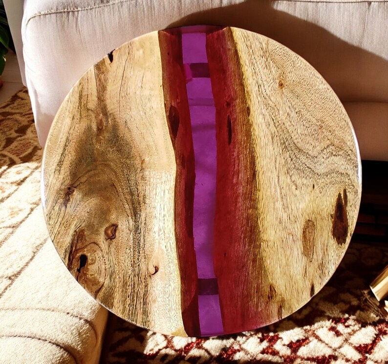 Round Table for Living Room, Custom Epoxy Round Wood Table, Handmade