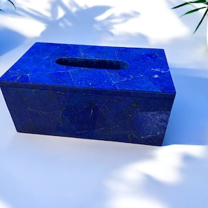 Lapislazuli Schöne Tissue Box, Lapis-Serviettenhalter, Badezimmerzubehör, Edelsteinqualität Lapis Box, Inlay Tissue Box Cover, Geschenk für sie