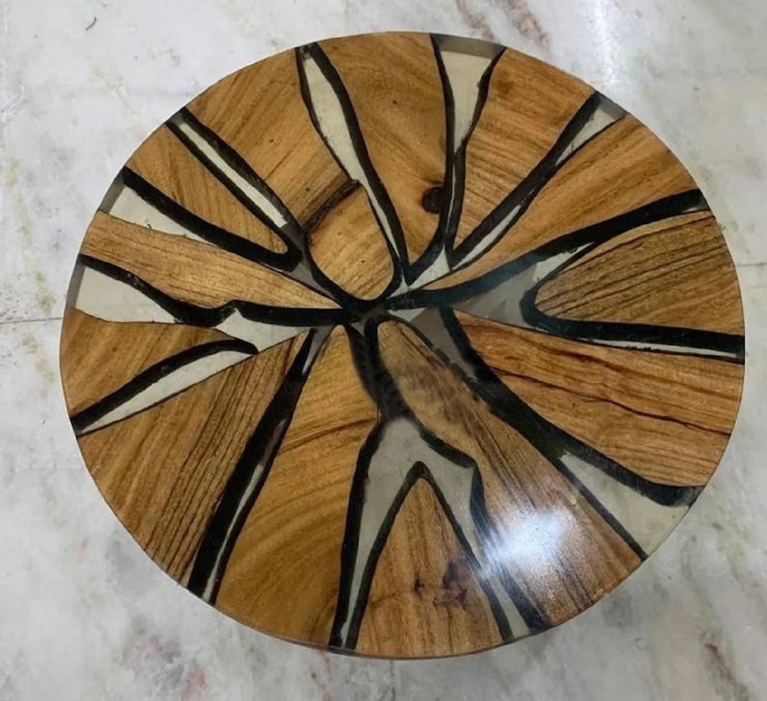 Natural Wood Table Top , Round Epoxy Table Top , Resin Table Top