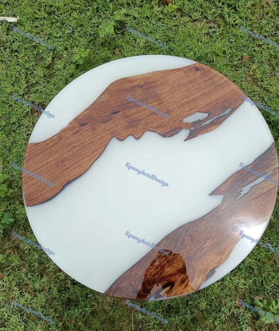 White Epoxy Table Top Round Epoxy Table Epoxy Wooden Table Etsy