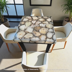 Agate Coffee Table, White Agate Table, Square Dining Table, Custom End Table, Stylish Home Interior, Geode Table Top, Kitchen Table
