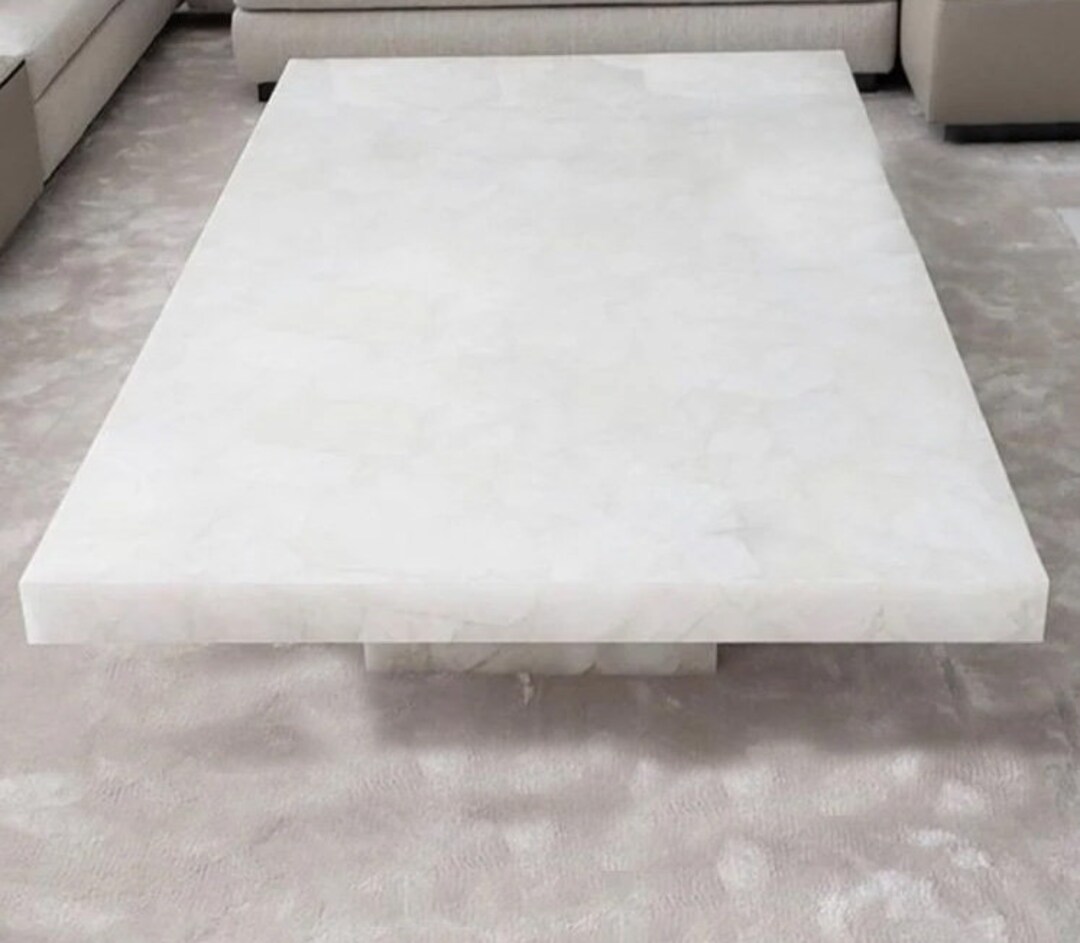 Luxurious White Quartz Agate Stone Table Top Handcrafted Etsy