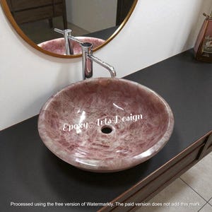 Stone Sink, Pink Rose Quartz Wash Basin, Quartz Bathroom Vanity Sink, Vessel Sink, Vessel Sink, Handmade Sink, Rose Quartz Bathroom Sink