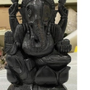 10.5&quot; Handmade Black Marble Ganesha Statue Hindu God of New Beginnings