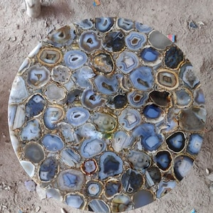 Handcrafted Agate Table Top, Round Coffee Table, Geode Side Table, Accent Centerpiece for Sofa Table, Modern End Table, Agate Slice Table