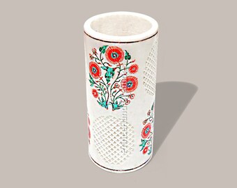 White Marble Inlaid Flower Vase Carnelian Stone With Precious Gemstone Floral Inlaid Art Antique Hallway Decors Gifts