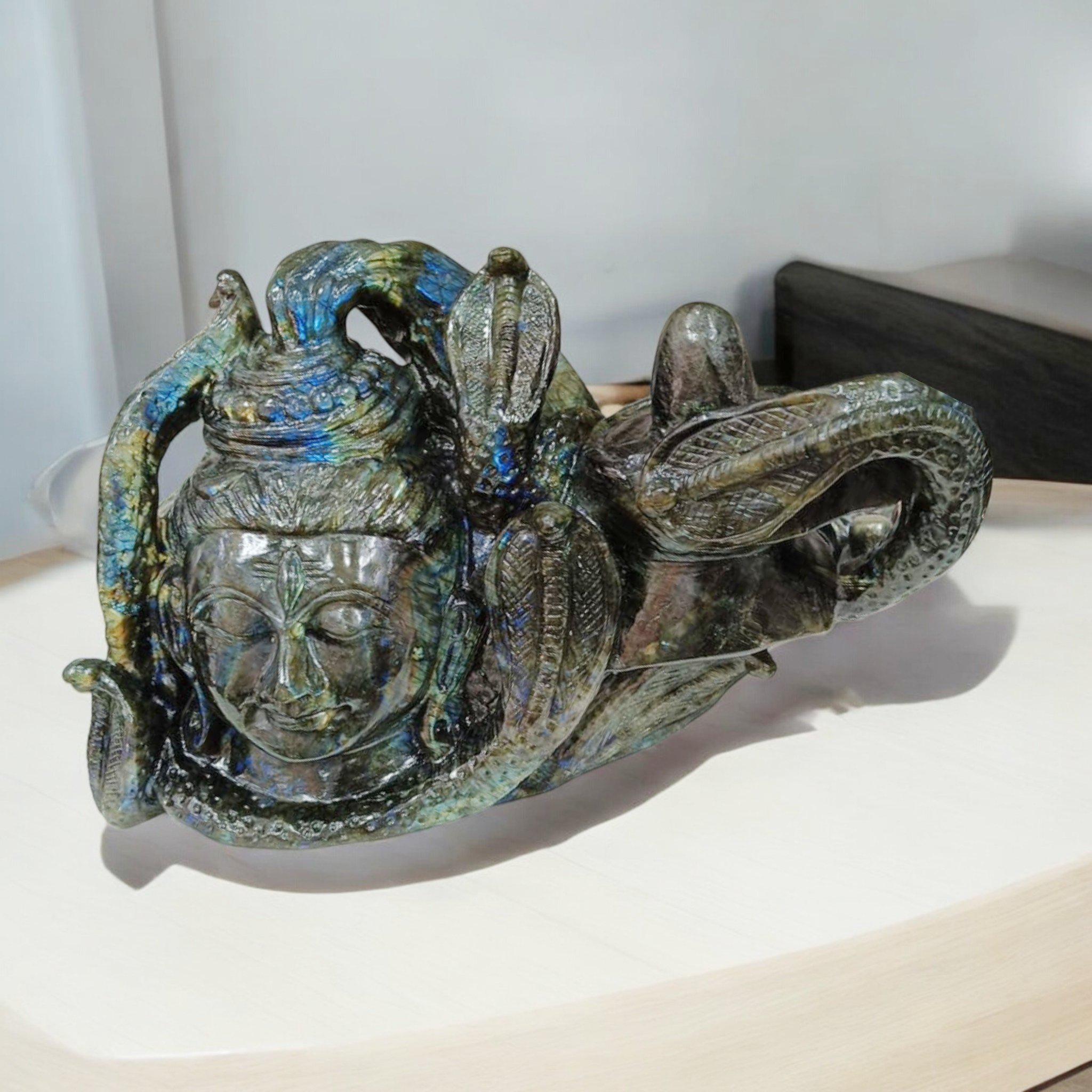 ラブラドライトのシヴァ神像：手作りのヒンドゥー教瞑想装飾 - Etsy 日本