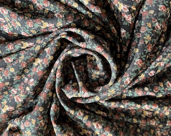Cottagecore Floral Challis Fabric, Romantic Calico Dress Fabric by the Yard, Lightweight Apparel Fabric, Vintage Inspired Deadstock