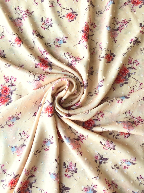 Floral cotton voile sheer fabric by the yard 60 wide floral | Etsy