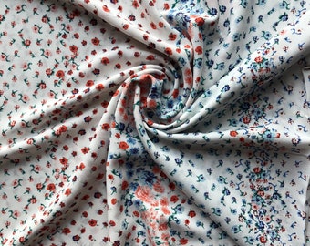 Floral Crepe Fabric by Yard, Lightweight Ditsy Dress Apparel, Spring Drapey Deadstock