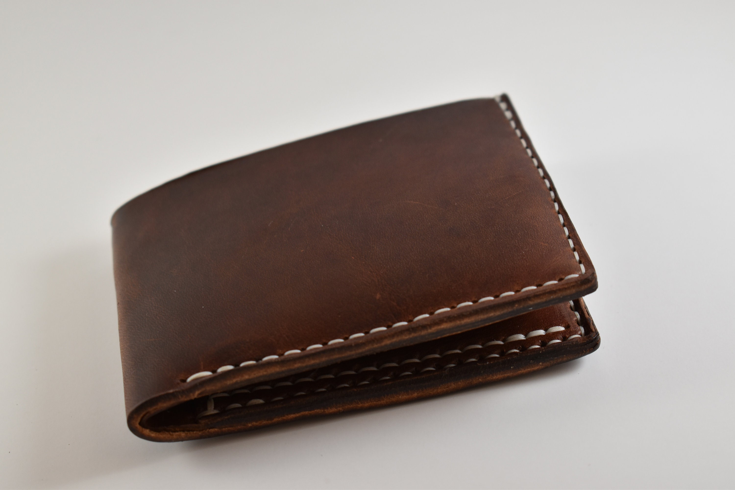 Hand Stitched Leather Bifold Wallet Etsy