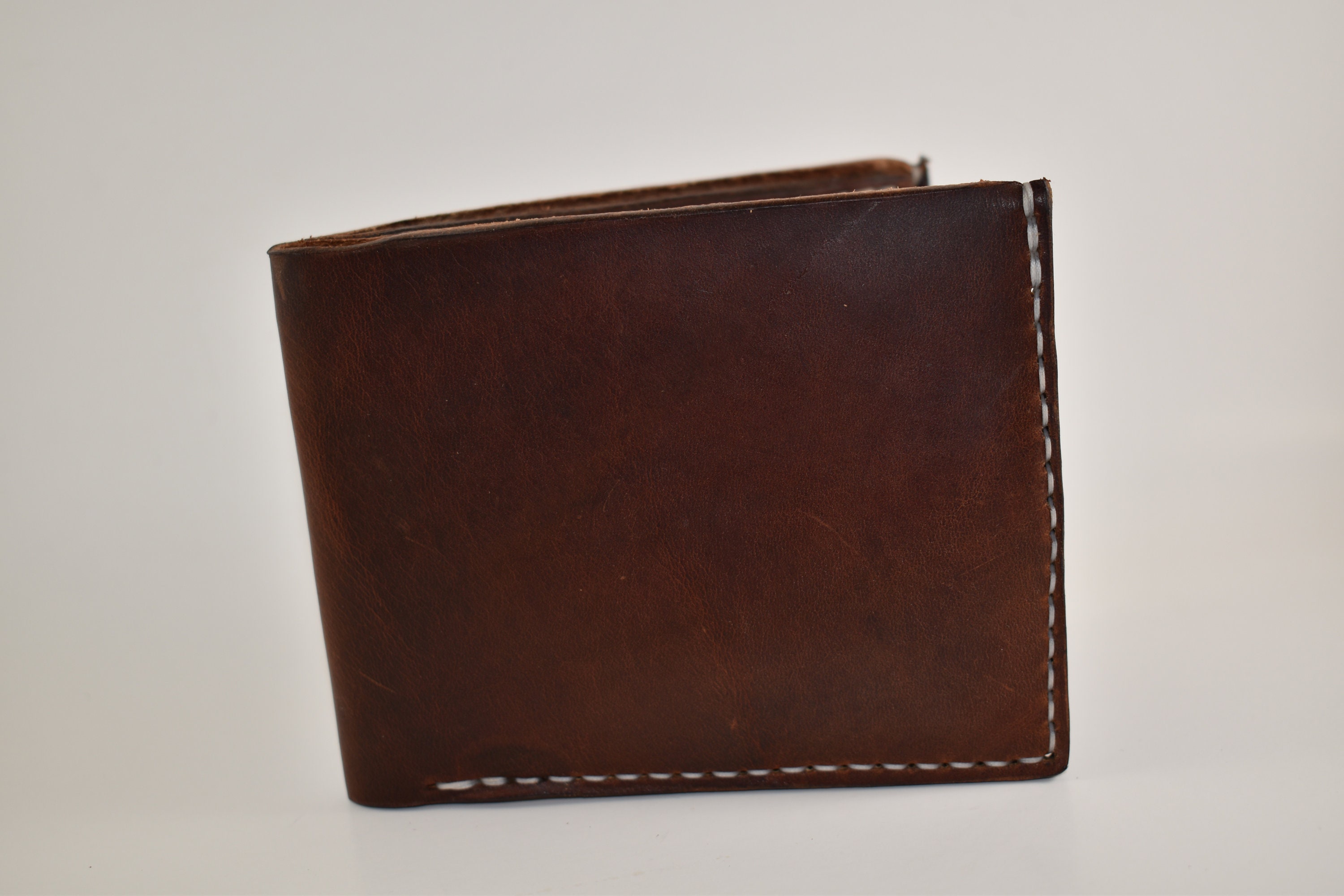 Hand Stitched Leather Bifold Wallet Etsy