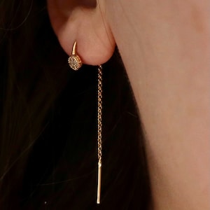 Dot Drop Earrings | Dot Threader Earrings | Long Chain Earrings | 18k Gold Filled Earrings | Chain Earrings |  Minimalist Earrings
