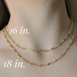 Multicolor Chain Necklace | 18k Gold Filled Necklace | Crystal Necklace | Colorful Link Necklace | Charm Necklace | Crystal Bracelet