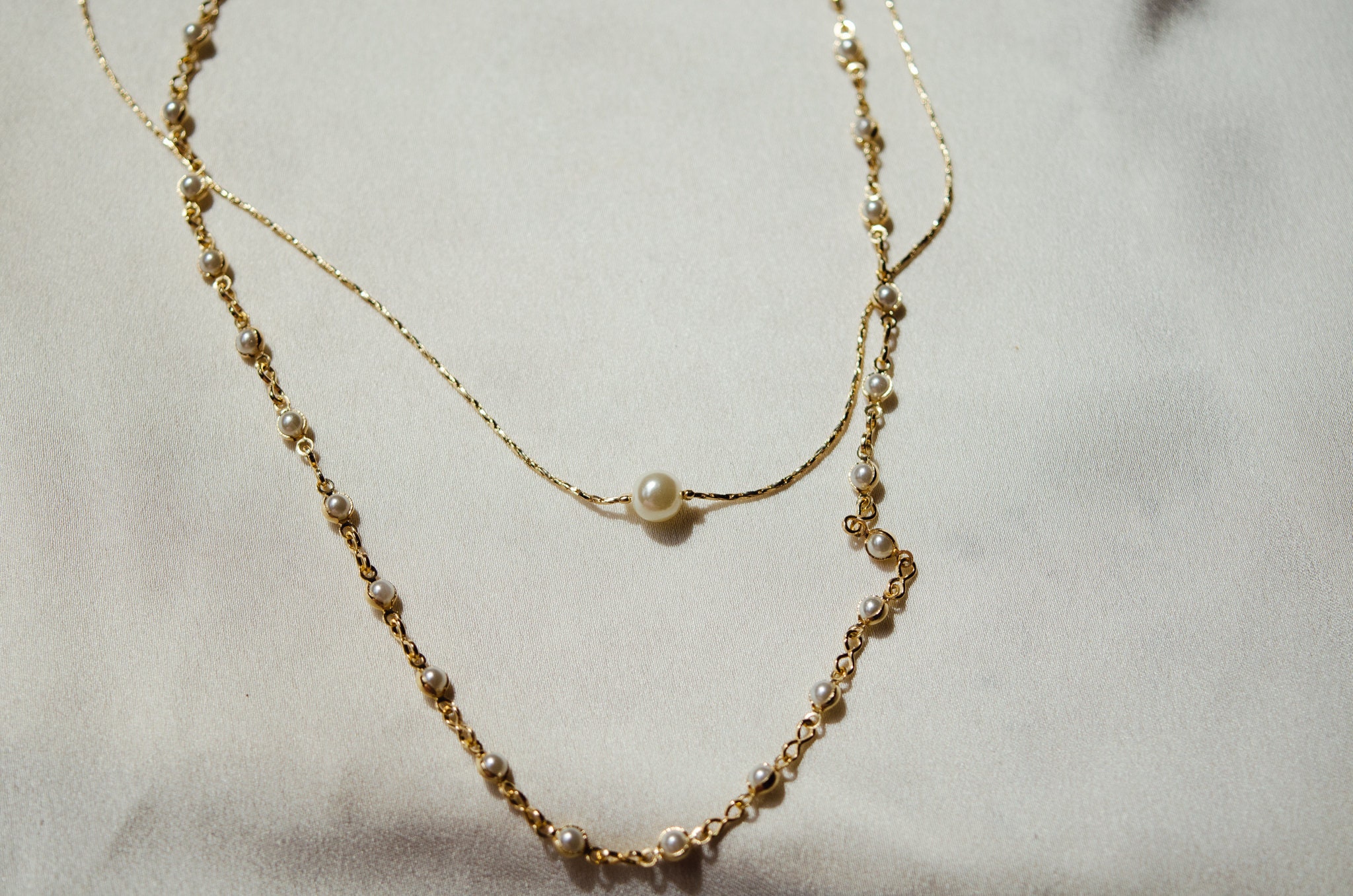Pearl And Diamante Double Layers Necklace main image 1