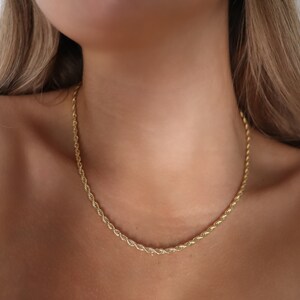 Collana con catena a corda / Collana riempita in oro 18k / Collana con corda sottile / Collana a strati / Collana con catena intrecciata / Catena con corda in oro