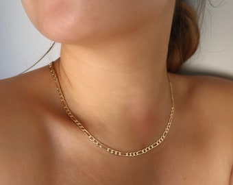 Collier de chaîne Figaro | Collier rempli d’or 18 carats | | de chaîne Figaro en or Collier de superposition | Collier De Style Figaro | Collier de tous les jours