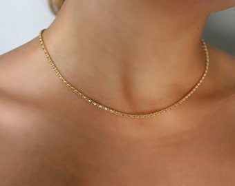 Round Flexible Link Chain | Cylindrical Link Bead Chain Necklace | Flexible Snake Chain | 18k Gold Filled Necklace | Gold Snake Wire Choker