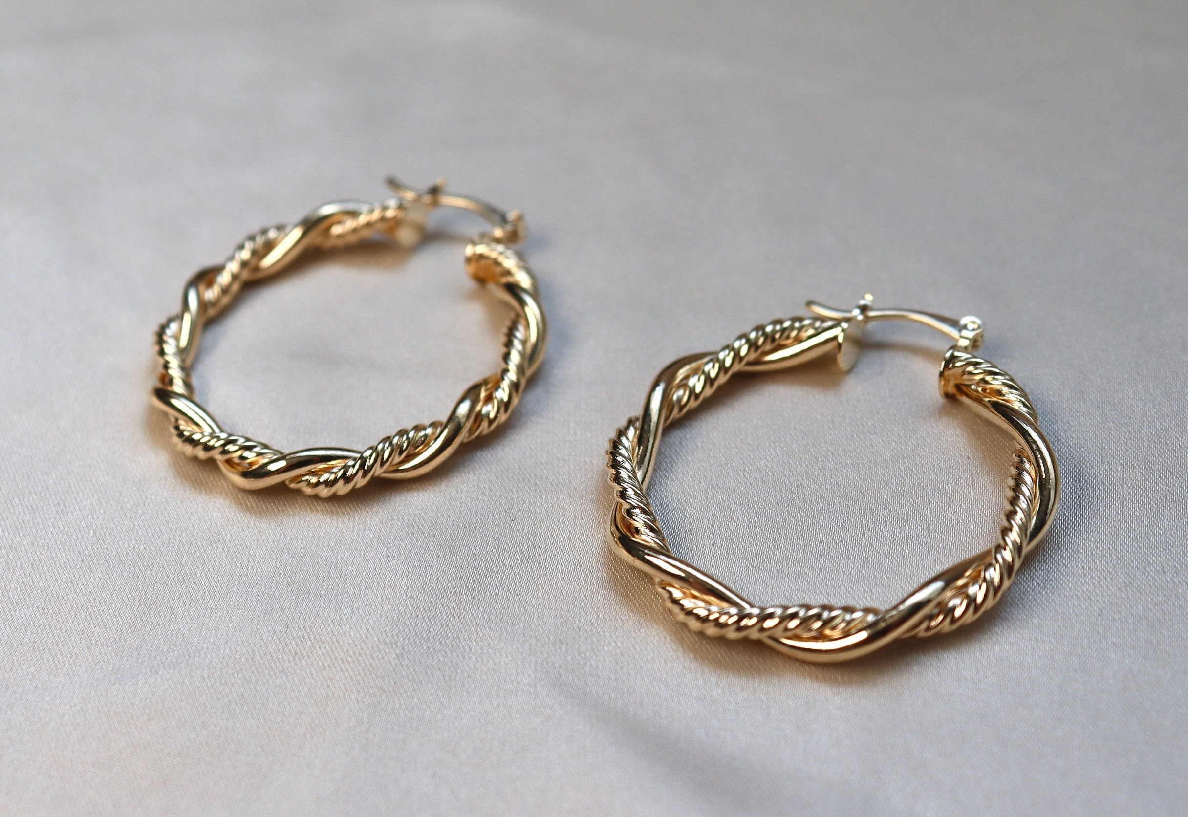 Rope Hoop Earrings Gold Hoop Earrings Gold Twisted Hoops Etsy UK