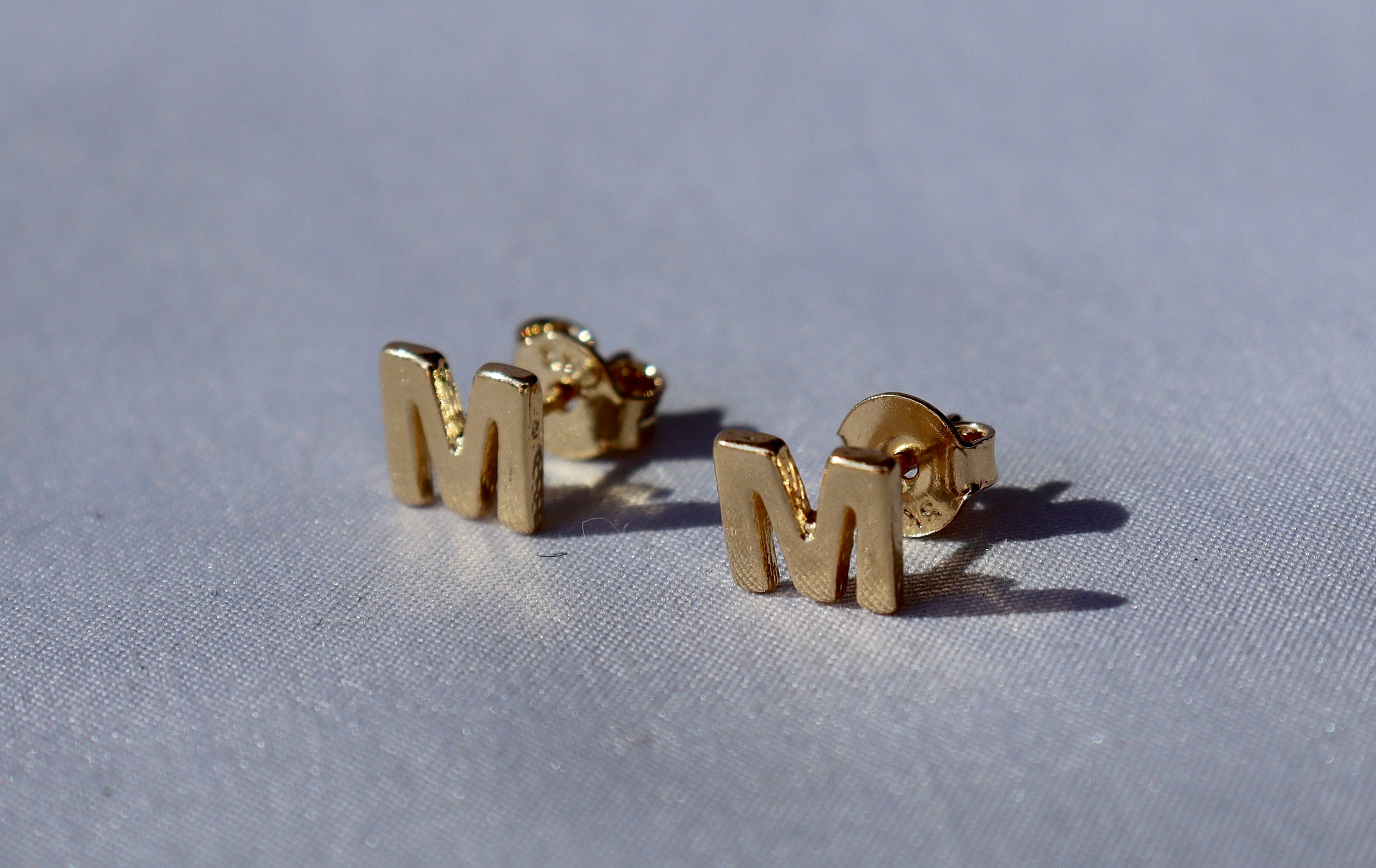 Initial Stud Earrings Gold Letter Stud Earrings Small Stud Etsy
