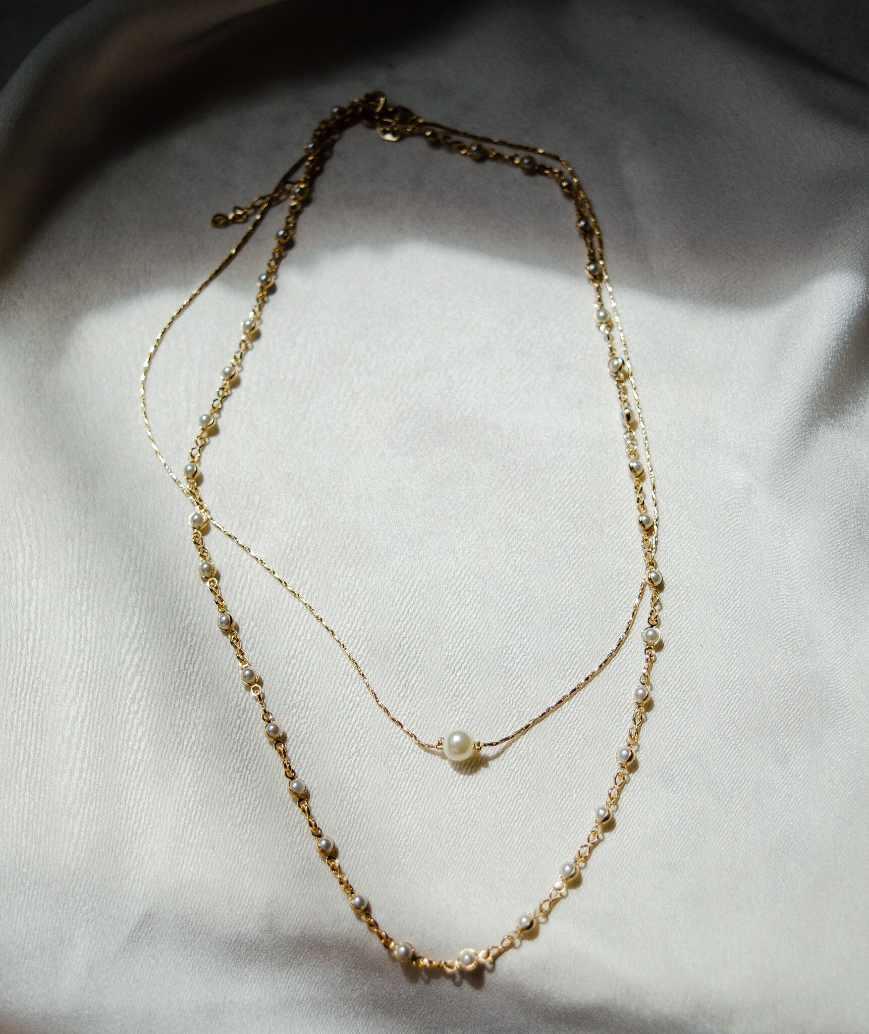Pearl And Diamante Double Layers Necklace main image 0
