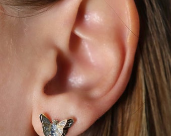 18k Gold Filled Butterfly Stud Earrings, Gold Butterfly Studs, Butterfly Earring, Dainty Butterfly Earrings, Minimalistic Butterfly Earrings