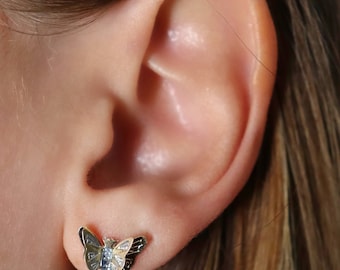 18k Gold Filled Butterfly Stud Earrings, Gold Butterfly Studs, Butterfly Earring, Dainty Butterfly Earrings, Minimalistic Butterfly Earrings