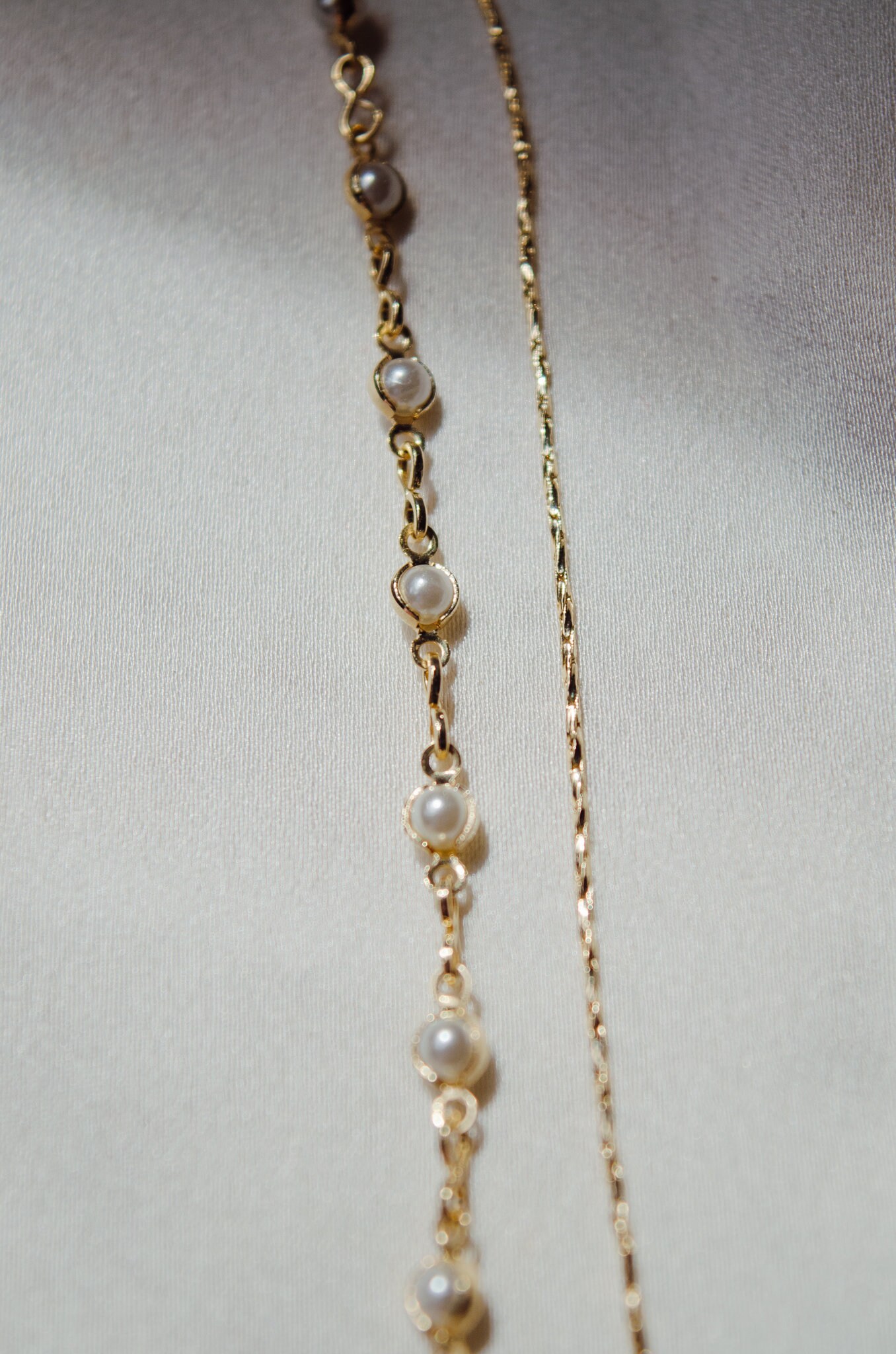 Double Layered Gold Pearl Necklace Set Single Floating Pearl - Etsy