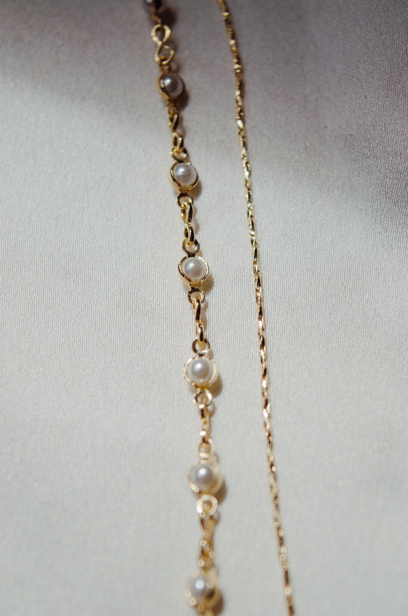 Pearl And Diamante Double Layers Necklace