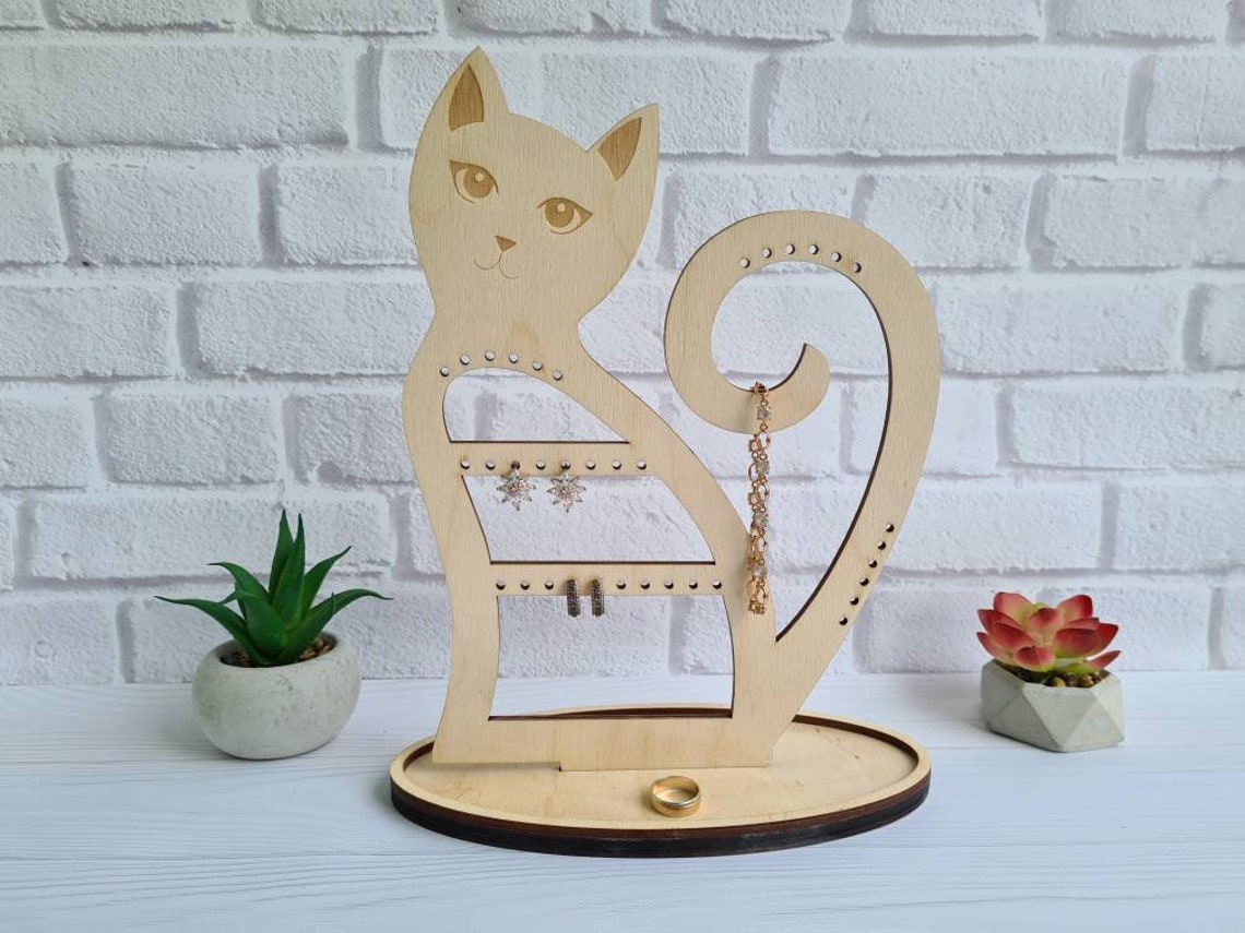 Earring holder cat Jewelry organizer stand Bracelet holder Etsy