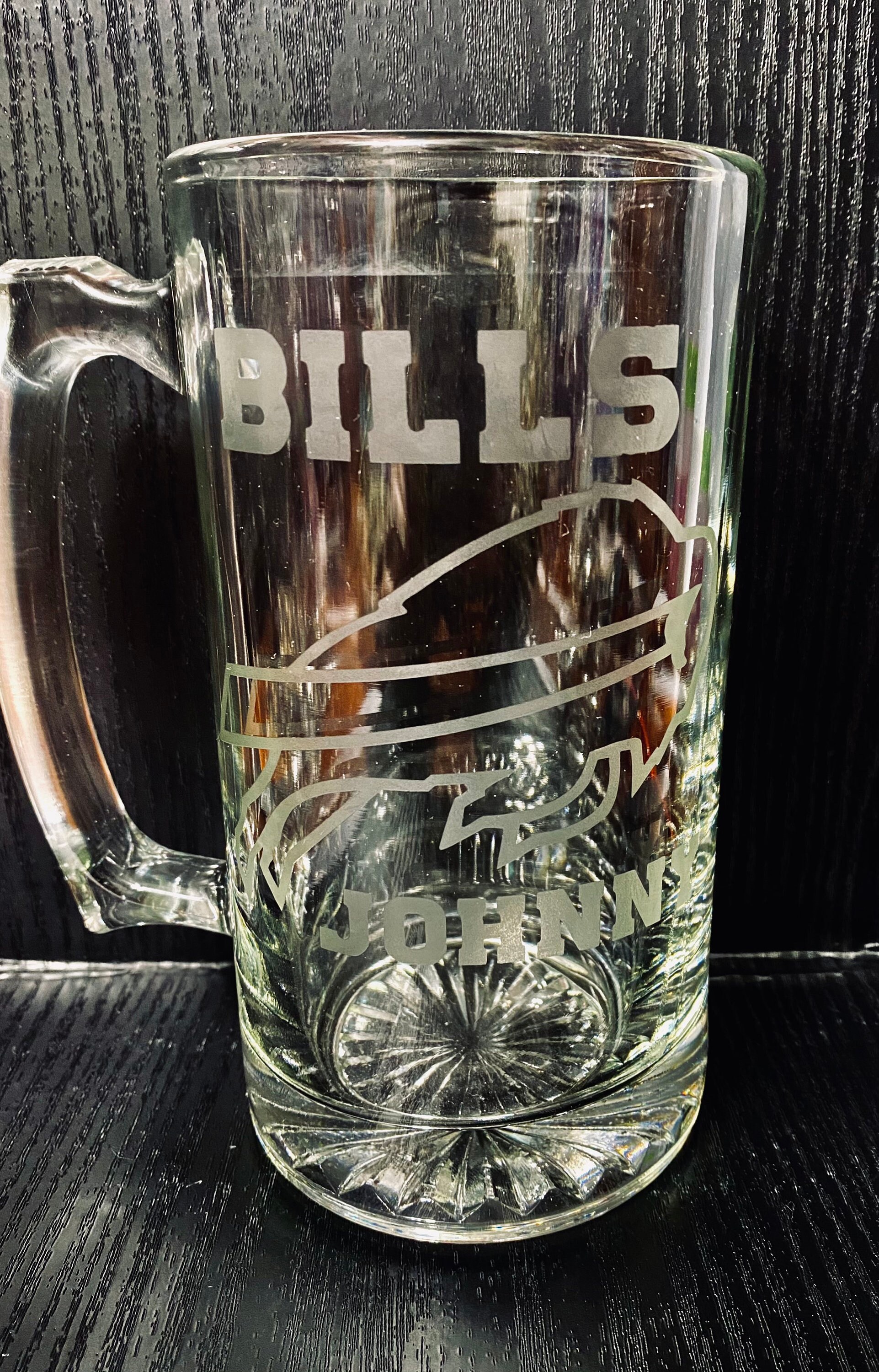 Custom NFL Team Etched Wine Glasses & Beer Mug Etsy