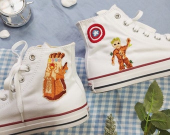 Embroidered converse/ Converse Custom Embroidery Characters/ Wedding Converse Shoes/ Custom Converse Chuck Taylor 1970s Embroidery Logo