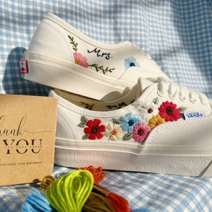 Flower embroidered vans cheap