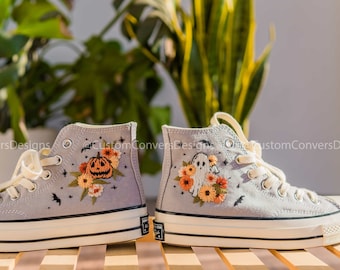 Haftowane Converse/Kwiatowe Converse/Halloween Converse/Haftowane trampki Halloween Dynia/Haftowane Słoneczniki I Duchy/Prezenty