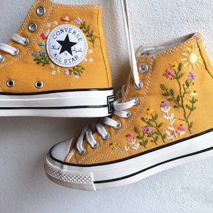 Embroidered Converse/Custom Converse Chuck Taylor 1970s/Converse High Tops Sweet Flower Forest/Embroidered Sneakers Planets,Stars/Best Gifts
