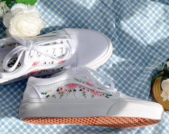Wedding Vans/Custom Wedding Shoes/Embroidered Pastel Roses Vans/Hand  Embroidered/Vans Sneakers/Vans Old Skool/Wedding Gifts