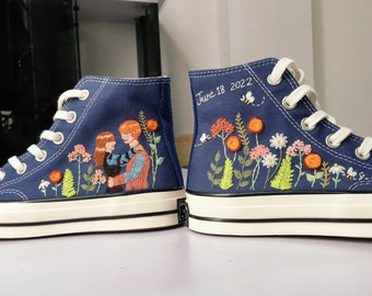 Embroidered Converse/Custom Converse Chuck Taylor 1970s/Embroidered Sneakers Couple/Converse High Tops