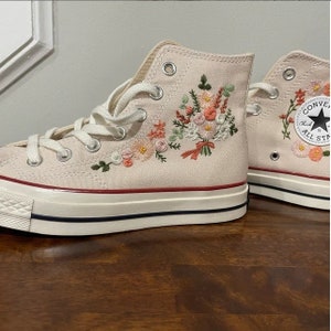 Wedding Converse Custom Flower Embroidery / Embroidered - Etsy