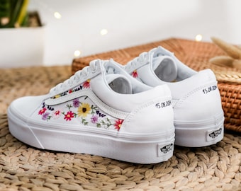 Zapatillas Personalizadas Zapatillas Vans Con Flores Vans De Boda