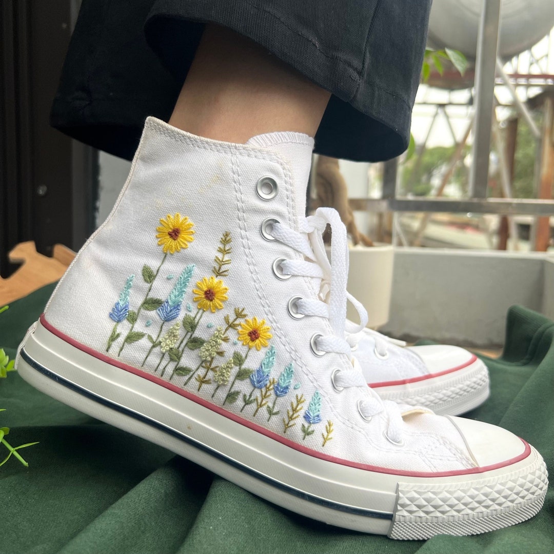 刺繍入りコンバース/フラワーコンバース/コンバースハイトップス