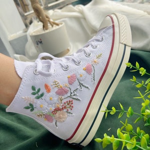 Custom Embroidered Converse Wedding Flowers Bridal Converse - Etsy