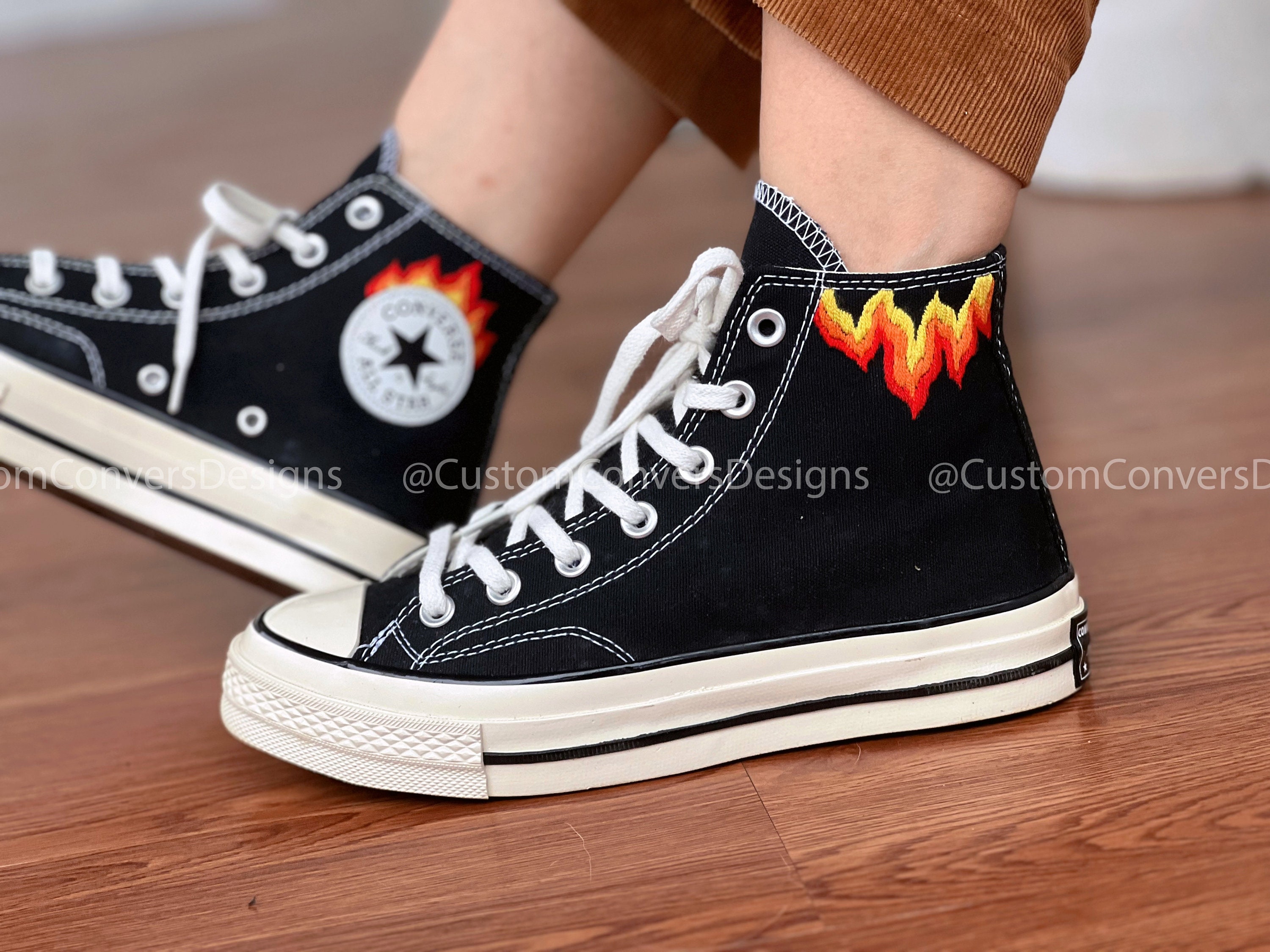 Custom Converse Chuck Taylor 1970s/embroidered Fire