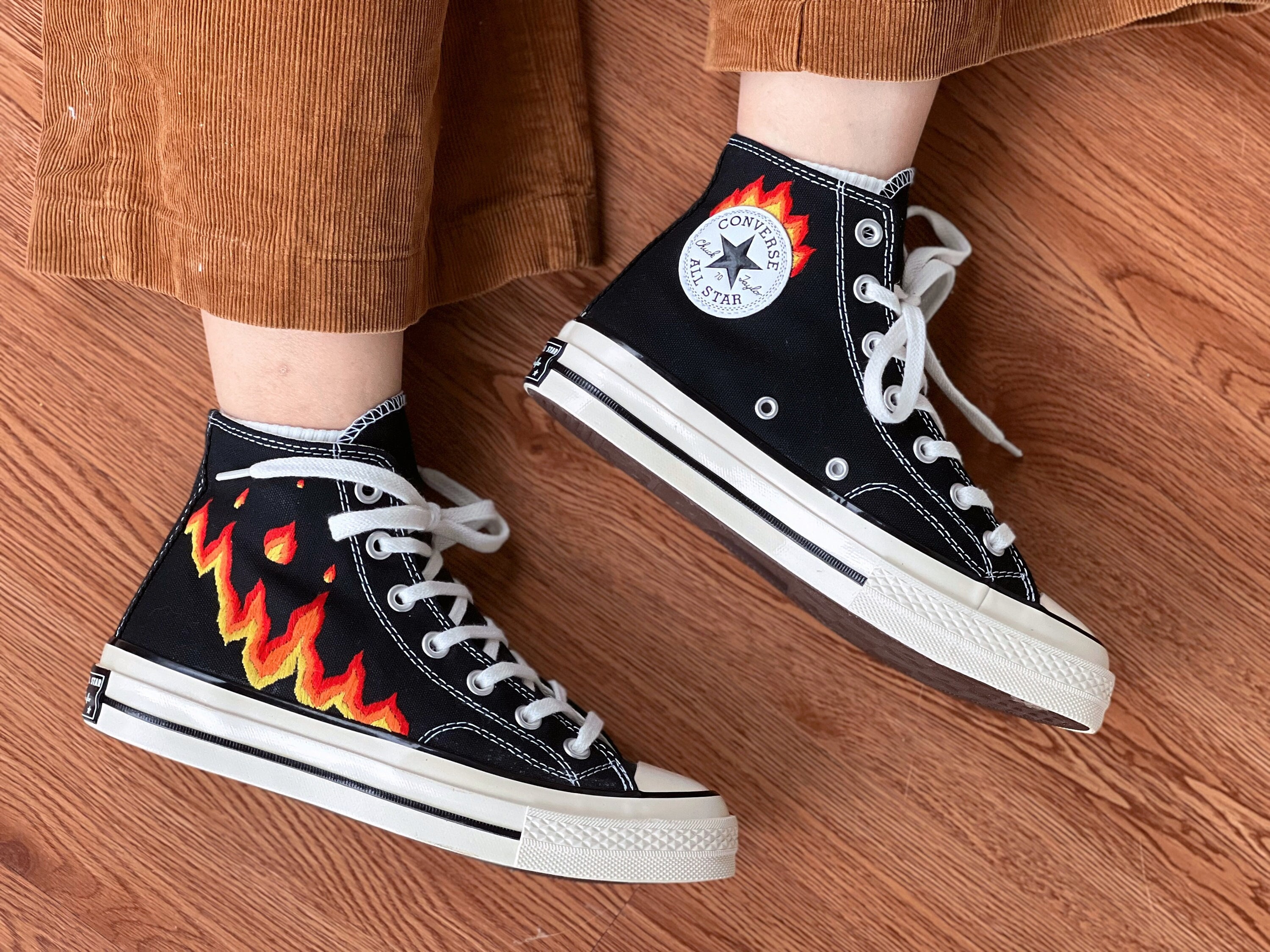 Custom Converse Chuck 1970s/embroidered Fire Etsy
