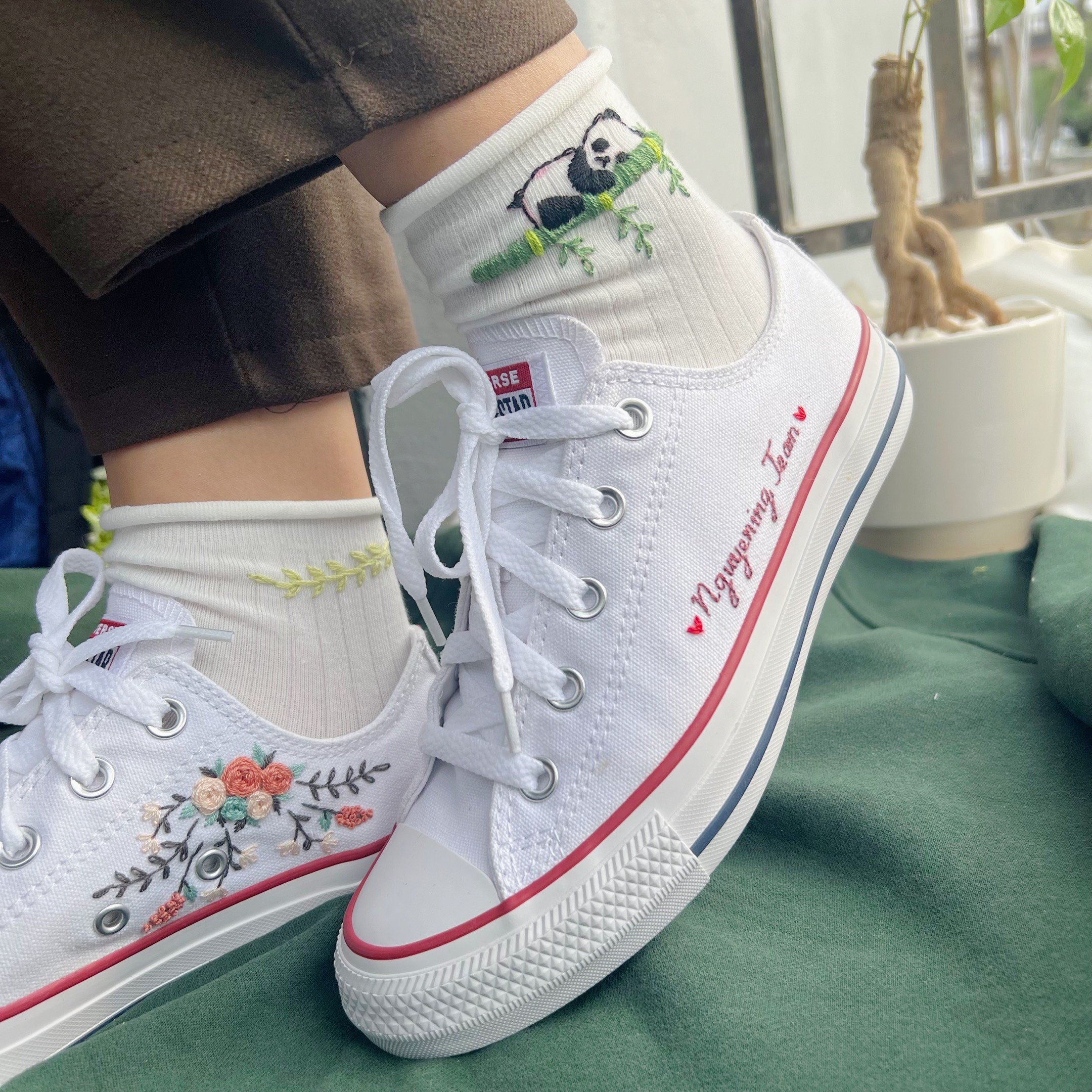 Embroidered Converse/wedding Converse/converse Low Tops - Etsy