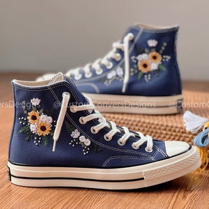 Embroidered converse/Sunflower Converse/Wedding Sunflowers Converse/Converse Roses And Sunflowers/Floral Bridal Converse/Custom Logo