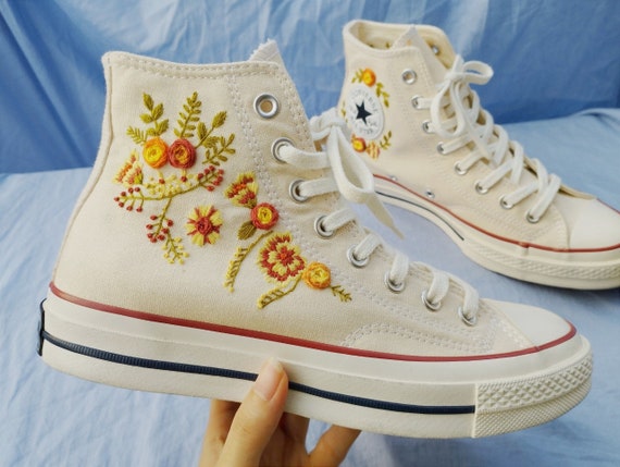 afstand Ritual sig selv Buy Embroidered Converse/ Wedding Converse Shoes/converse Custom Online in  India - Etsy