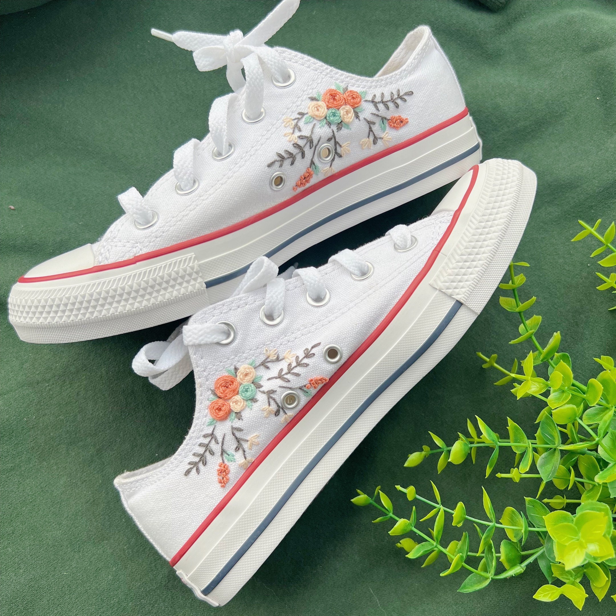 Embroidered Converse/wedding Converse/converse Low Tops - Etsy