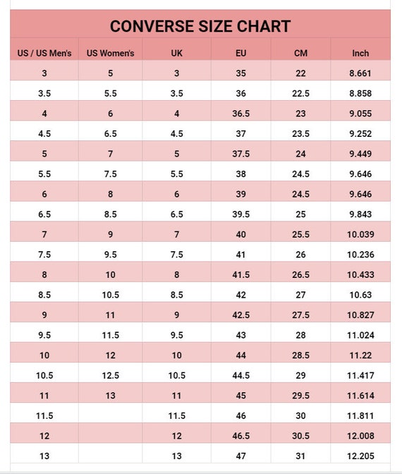 converse shoe sizing uk