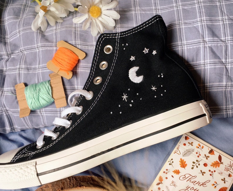 Embroidered converse/ Converse Custom Constellation Embroidery / Sagittarius Converse Shoes/ Custom Converse Embroidery Logo image 7